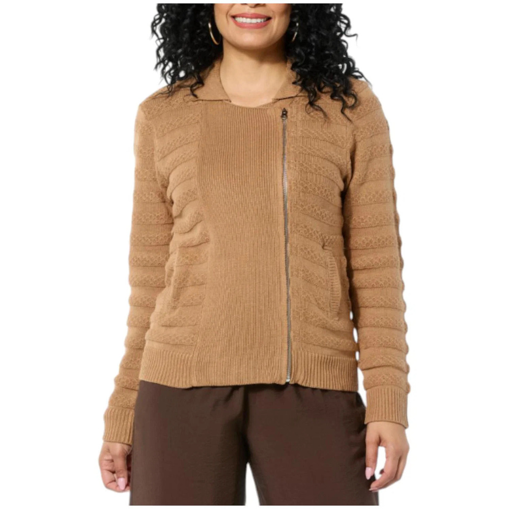 LB70 by Lloyd Boston Women's Moto Sweater Cardigan Toasted Coconut - Regular